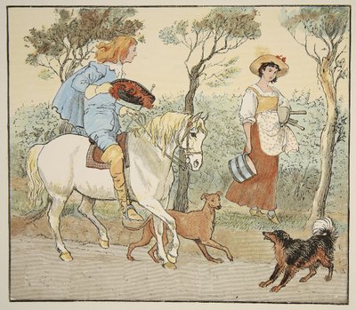 Where Are You Going, My Pretty Maid, illustration from The Milkmaid, pub. by Frederick Warne and Co. by Randolph Caldecott